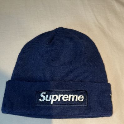 Supreme New Era® Box Logo Beanie "Washed Navy" (21FW)