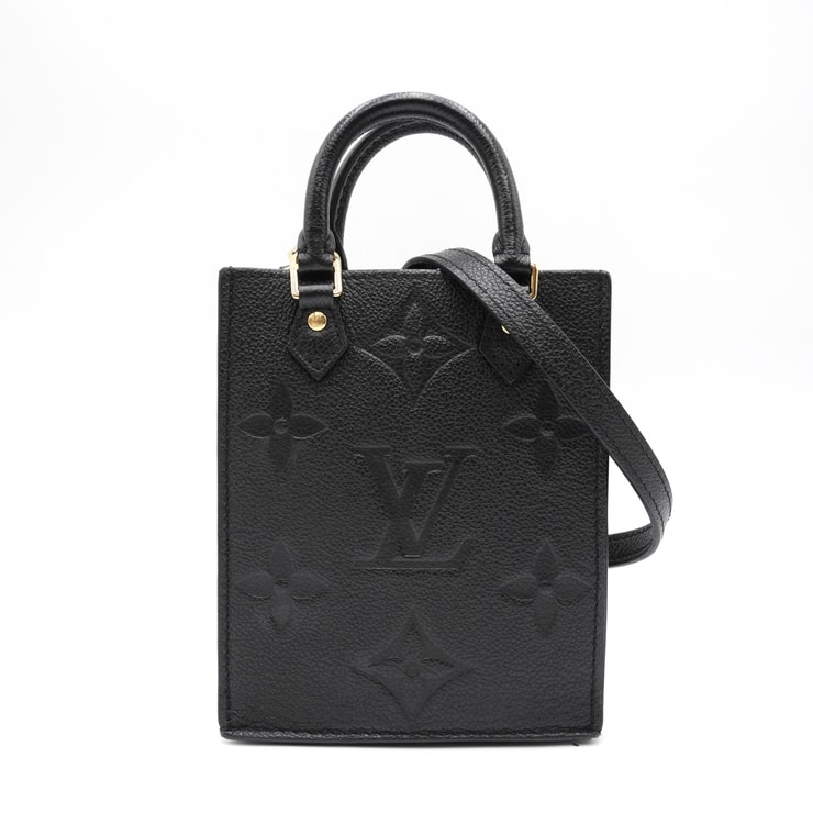 LOUIS VUITTON(ルイ・ヴィトン)プティット・サックプラ モノグラム・アンプラント 2WAY ハンドバッグ ショルダーバッグ ブラック レザー ゴールド金具 レディース【中古】