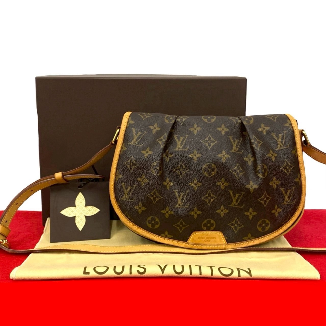 LOUIS VUITTON ルイヴィトン メニルモンタン PM モノグラム レザー PVC ショルダーバッグ ブラウン
 276-1