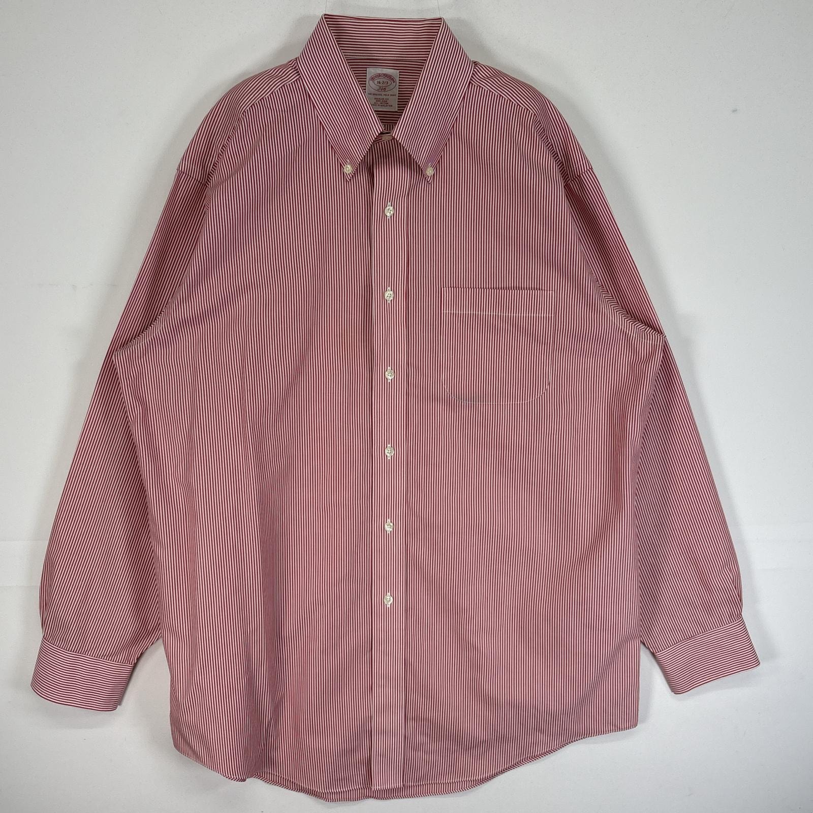 古着 ブルックスブラザーズ Brooks Brothers 長袖シャツ 胸ポケ ボタンダウン 346 NON-IRON 16-2/3 L レッド ストライプ メンズ