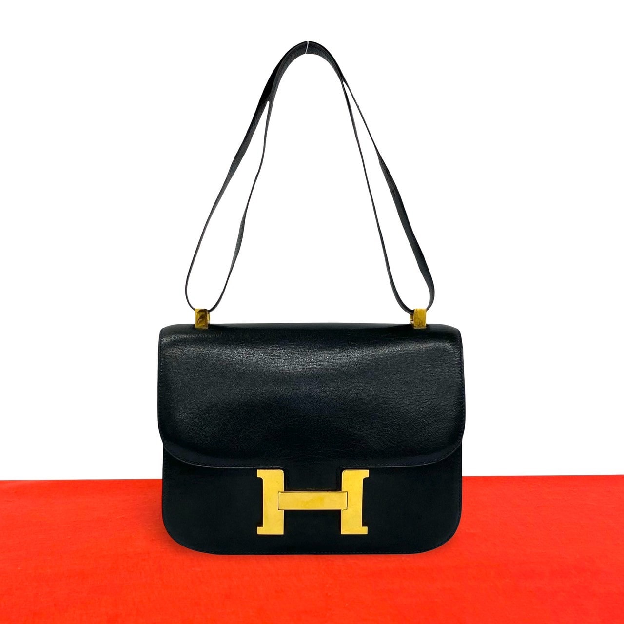 HERMES エルメス コンスタンス 23 レザー ショルダーバッグ ネイビー
07096