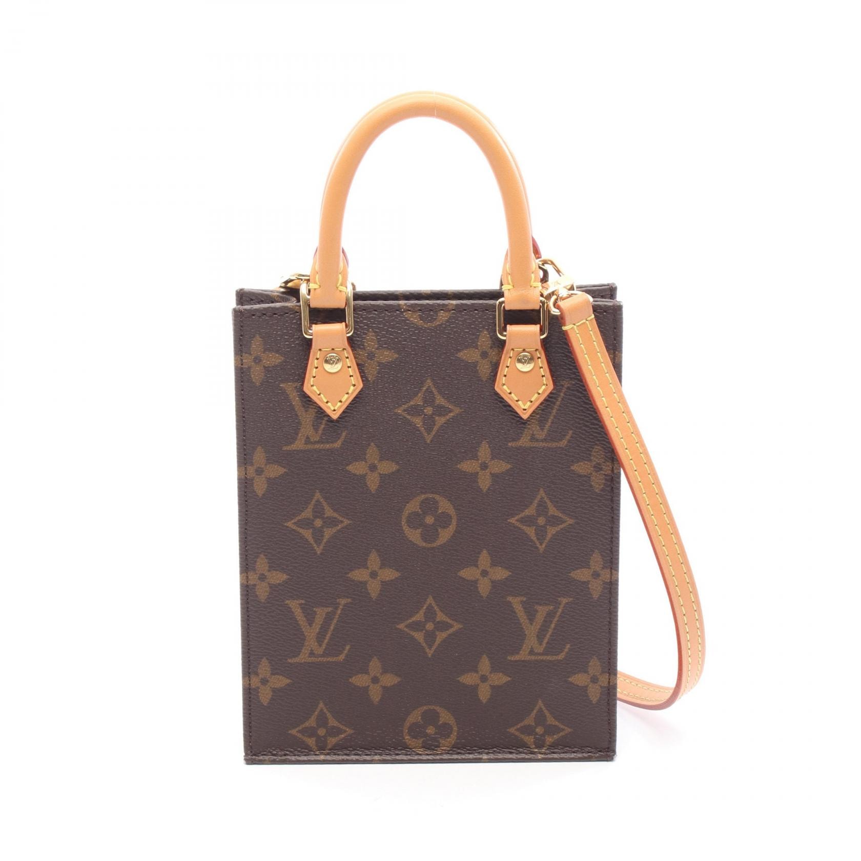 ルイ・ヴィトン LOUIS VUITTON プティット サックプラ ハンドバッグ バッグ PVCコーティングキャンバス レザー モノグラム レディース ブラウン系 M69442 【中古】