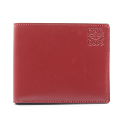 ロエベ LOEWE アナグラム 札入れ 財布 レザー メンズ ボルドー系 109.54.M77 【中古】