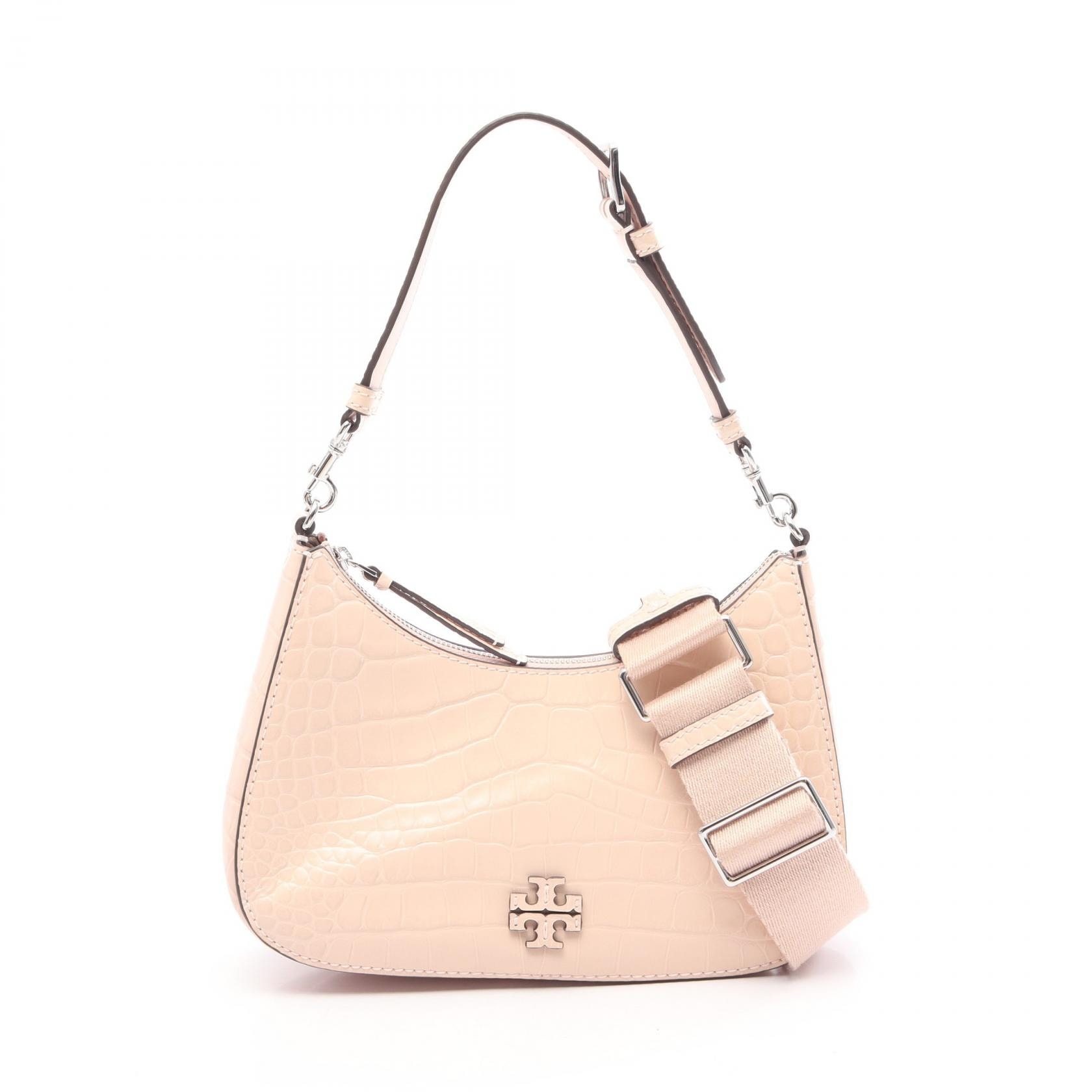 トリーバーチ Tory Burch THEA EMBOSSED CONVERTIBLE CROSSBODY クロコ型押し 2WAY ショルダーバッグ バッグ レザー レディース ピンク系 【中古】