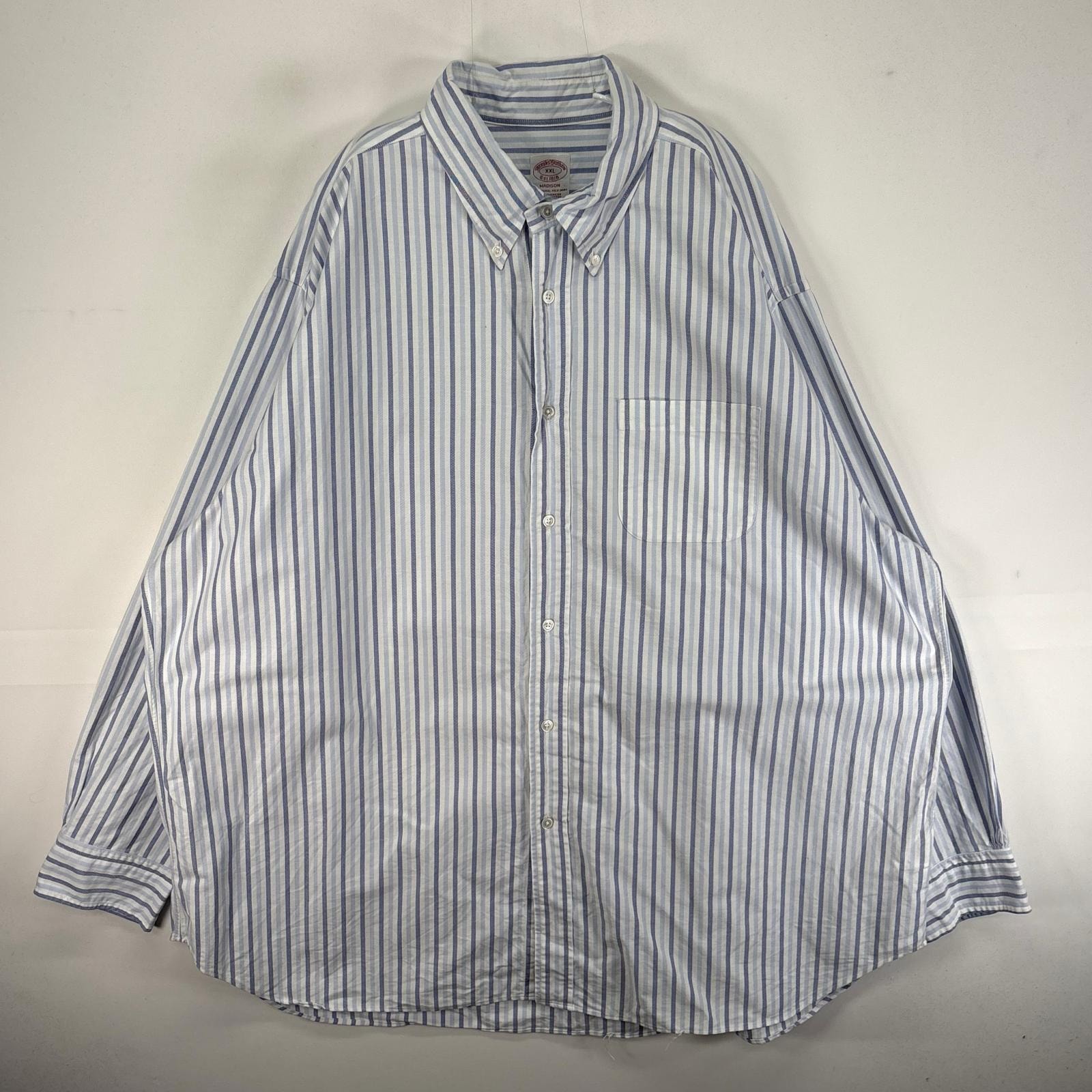古着 ブルックスブラザーズ Brooks Brothers USA製 長袖シャツ ボタンダウン USA製 2XL ブルー系 ストライプ メンズ