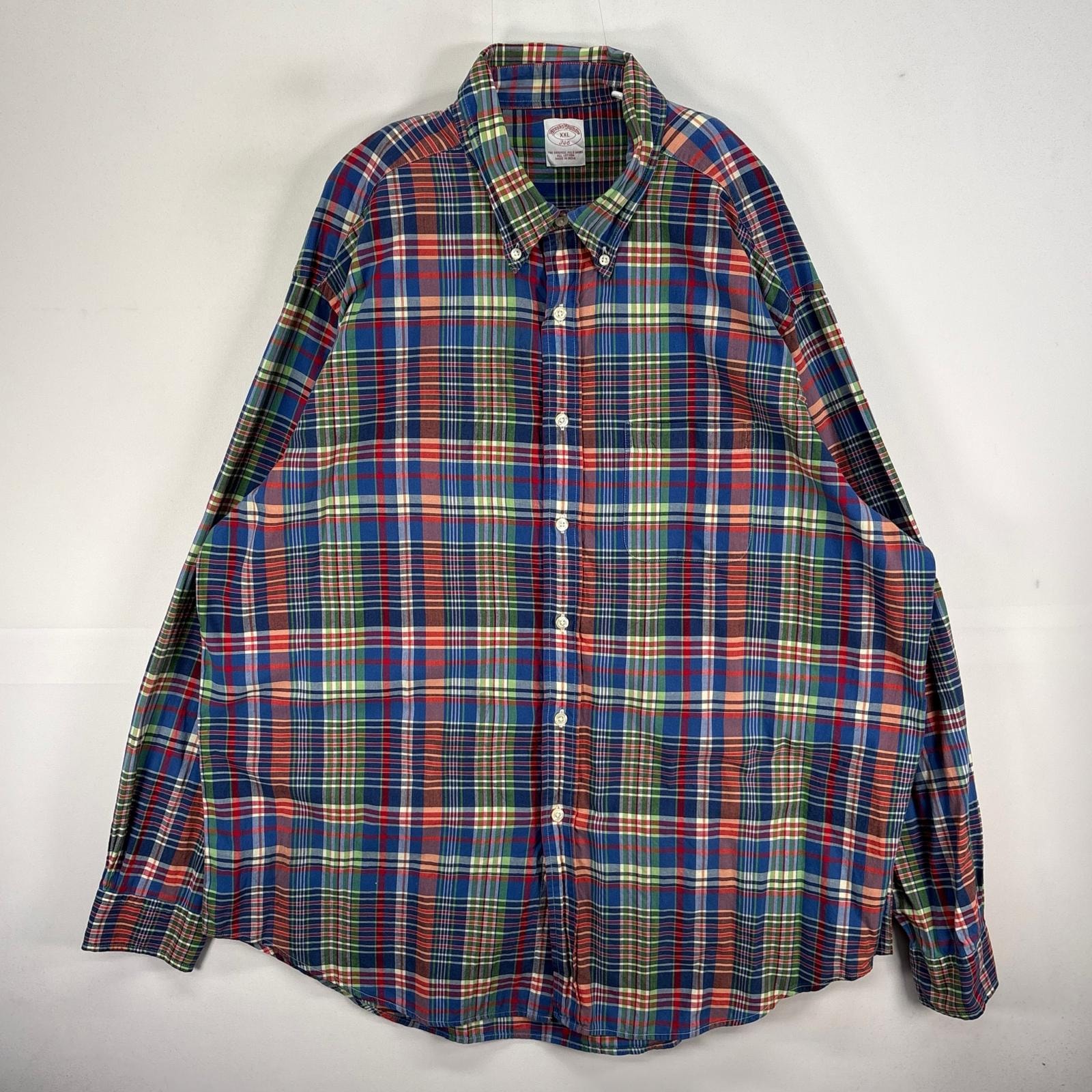 古着 ブルックスブラザーズ Brooks Brothers 長袖シャツ 胸ポケ 346 ボタンダウン 2XL マルチカラー チェック メンズ