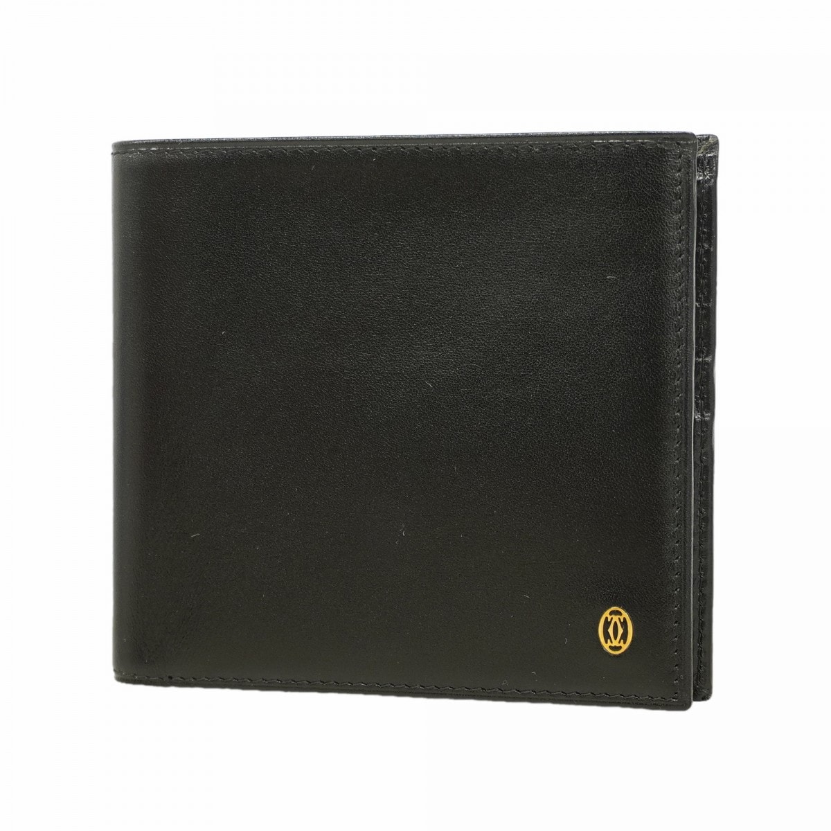 【6gd5318】カルティエ 財布 マスト レザー ブラック ゴールド金具【中古】メンズ