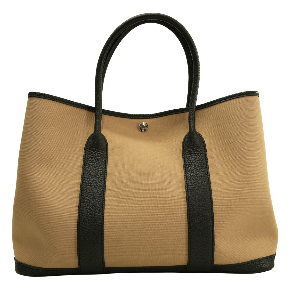 HERMES エルメス トートバッグ ガーデンパーティ 36 PM トレンチ/黒 (ブラック) トワル/ネゴンダ シルバー金具 C刻印 SAランク【中古】