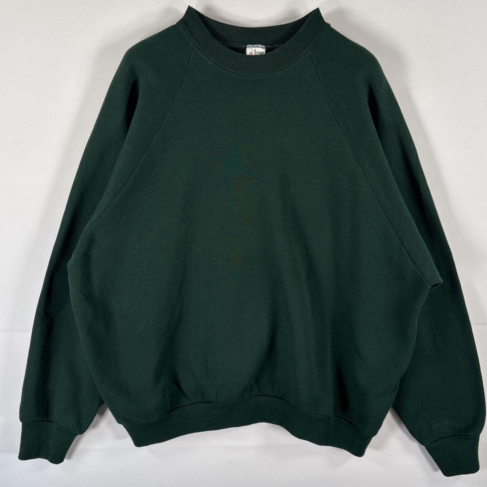古着 90's/90年代 フルーツオブザルーム FRUIT OF THE LOOM スウェット トレーナー 大きいサイズ ラグラン 単色 無地 14041  グリーン メンズ