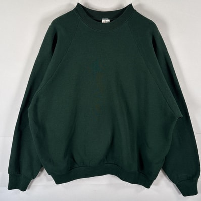 古着 90's/90年代 フルーツオブザルーム FRUIT OF THE LOOM スウェット トレーナー 大きいサイズ ラグラン 単色 無地 14041 グリーン メンズ