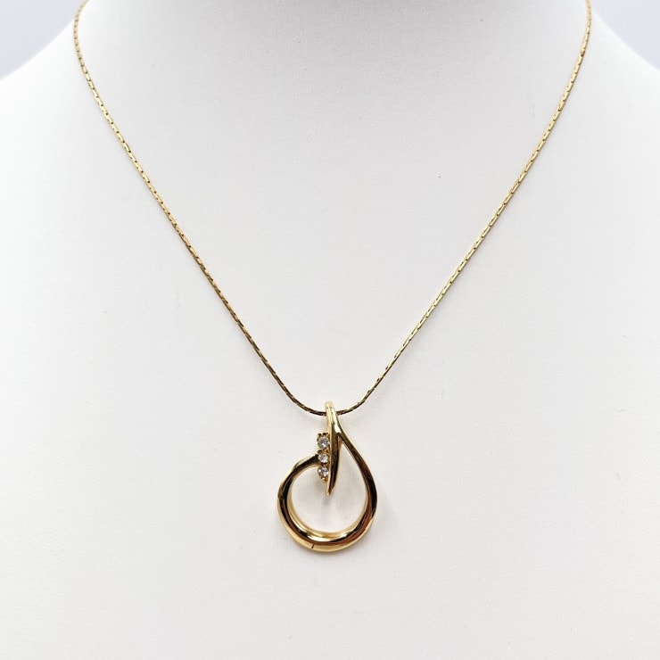 GIVENCHY(ジバンシィ)ヴィンテージ ネックレス ペンダント ゴールドカラー ストーン装飾 サークルモチーフ レディース 【中古】