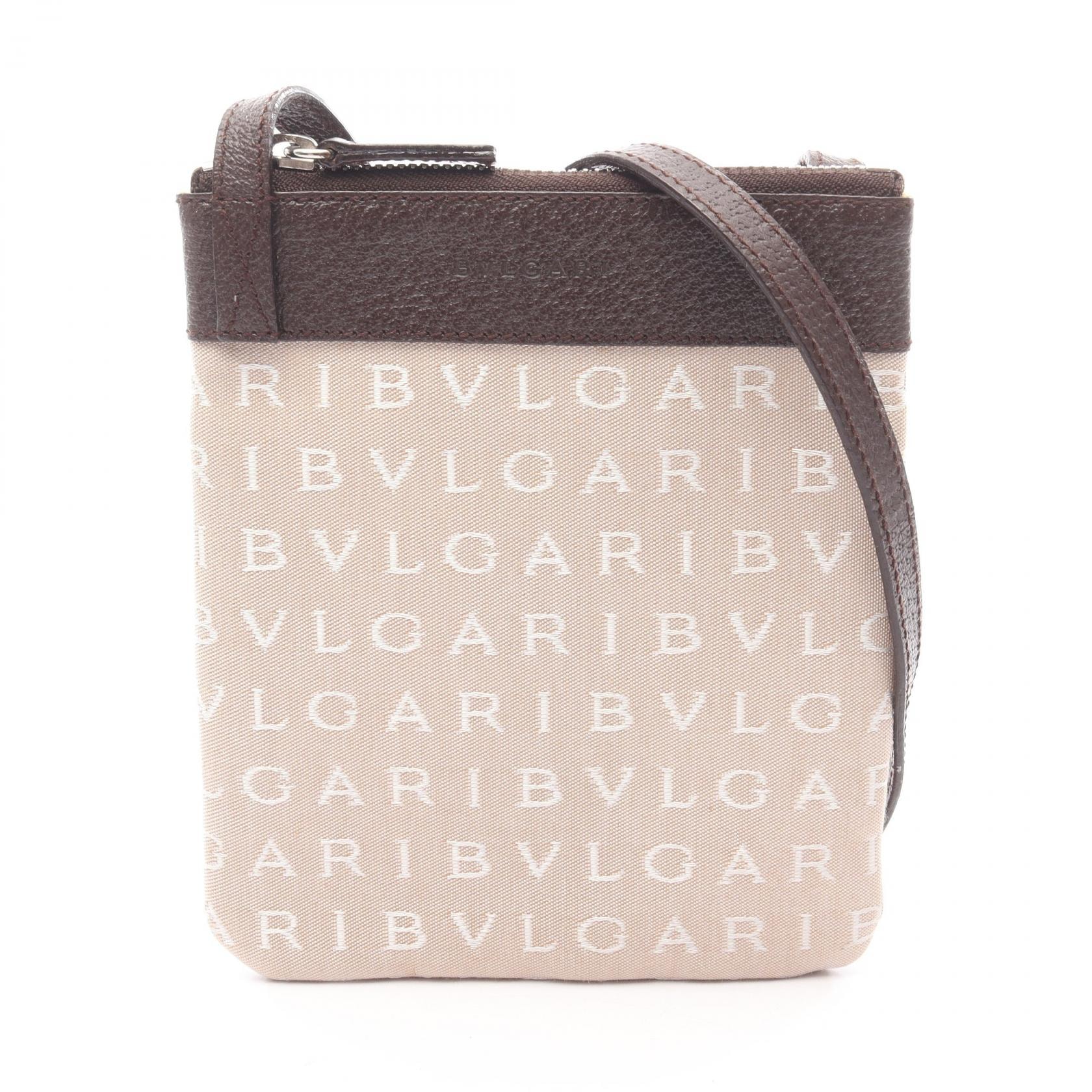 ブルガリ BVLGARI ロゴマニア ショルダーバッグ バッグ キャンバス レザー レディース ベージュ系 / ホワイト系 / ブラウン系 【中古】