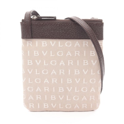 ブルガリ BVLGARI ロゴマニア ショルダーバッグ バッグ キャンバス レザー レディース ベージュ系 / ホワイト系 / ブラウン系 【中古】