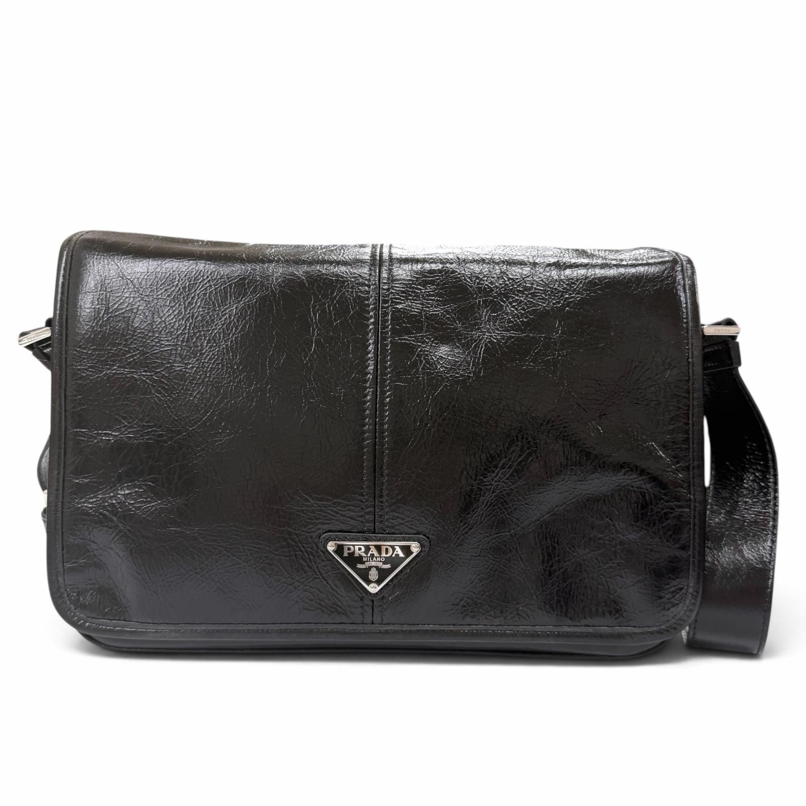 PRADA Leather Shoulder Bag "Black"