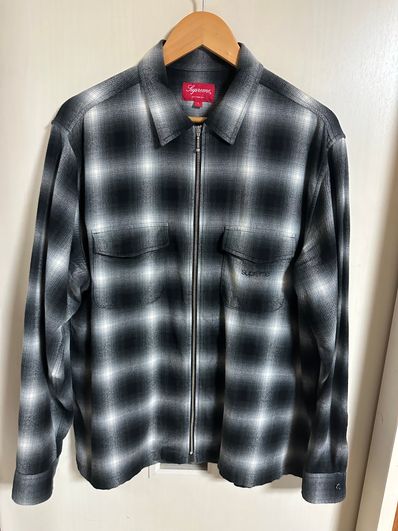 Supreme Shadow Plaid Flannel Zip Up Shirt "Black"