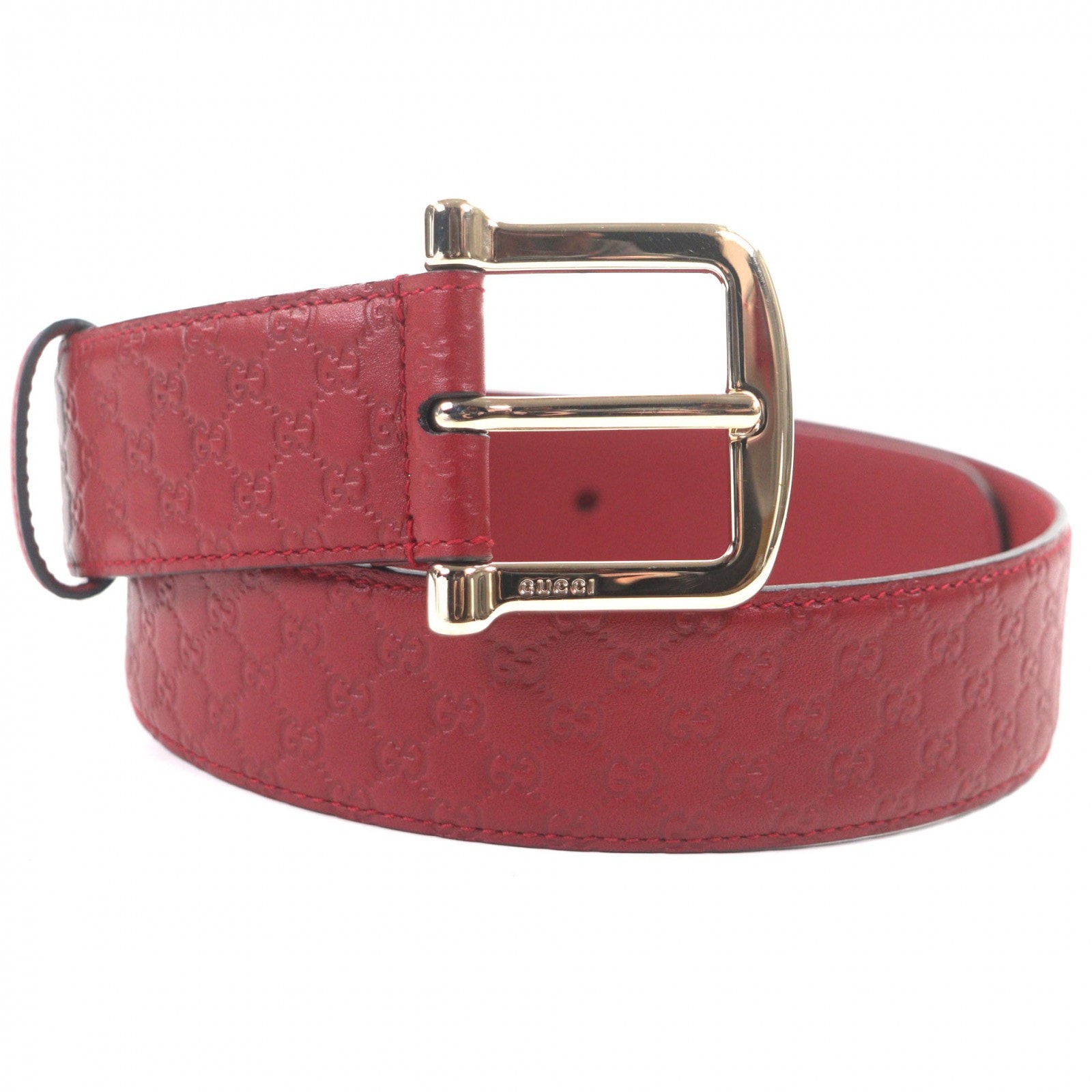 極美品 グッチ ベルト レッド メンズ 75・30 281548