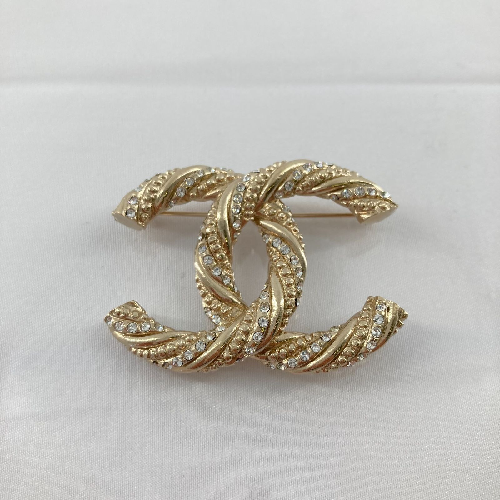 CHANEL(シャネル)ココマーク ラインストーン付き ブローチ B14C ゴールド