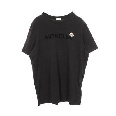 モンクレール MONCLER ロゴ クルーネック 半袖Tシャツ 衣料品 トップス コットン メンズ ブラック系 【中古】