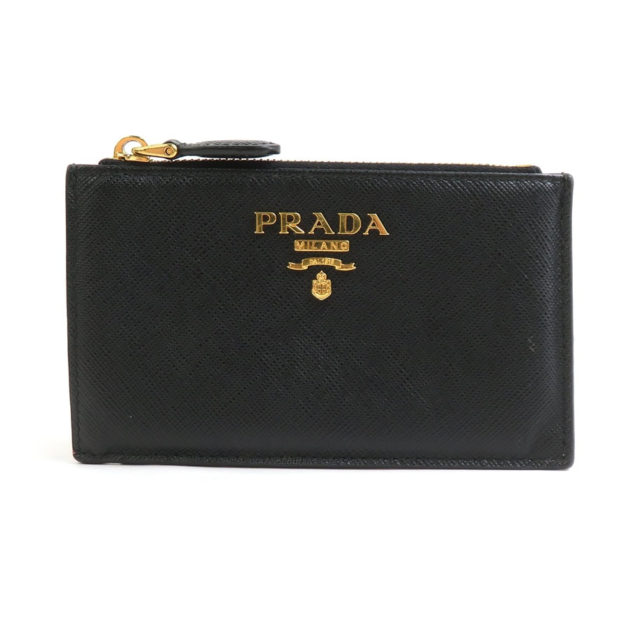 プラダ PRADA コインケース レザー ブラック×ピンク レディース【中古】 56306j