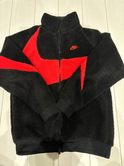Nike Big Swoosh Reversible Boa Jacket "Black Chili Red"