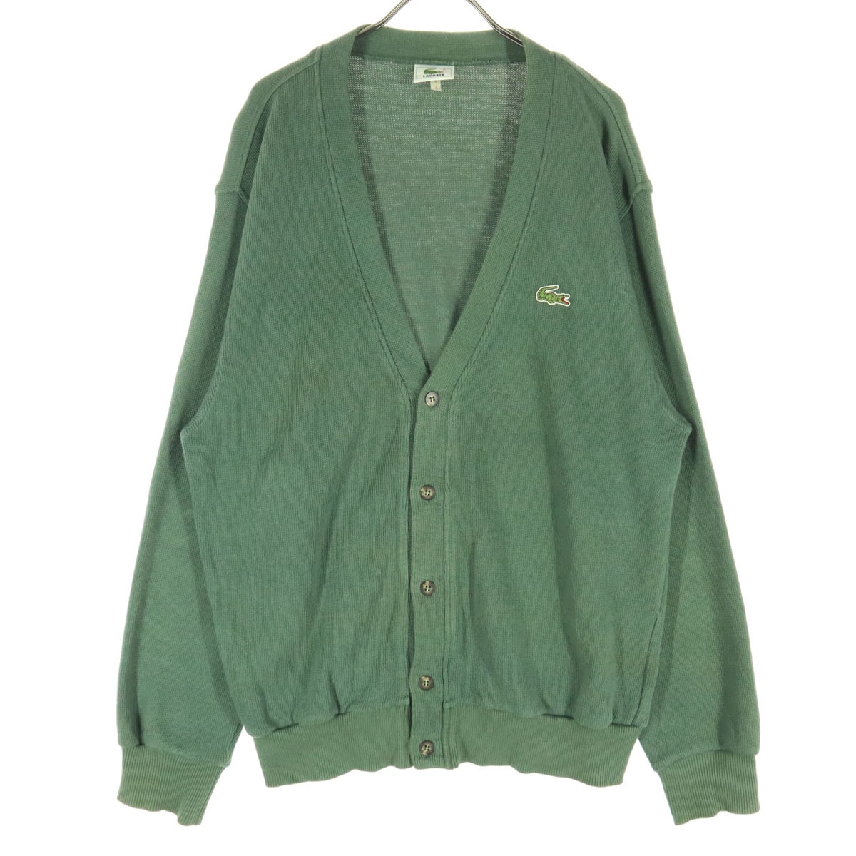 LACOSTE ラコステ ワンポイントロゴ 長袖 Vネック ニットカーディガン 4 グリーン