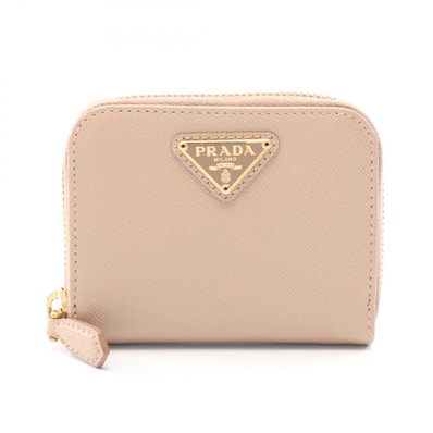 プラダ PRADA ラウンドファスナー コインケース 財布 サフィアーノレザー レディース ピンク系 1MM268 【中古】