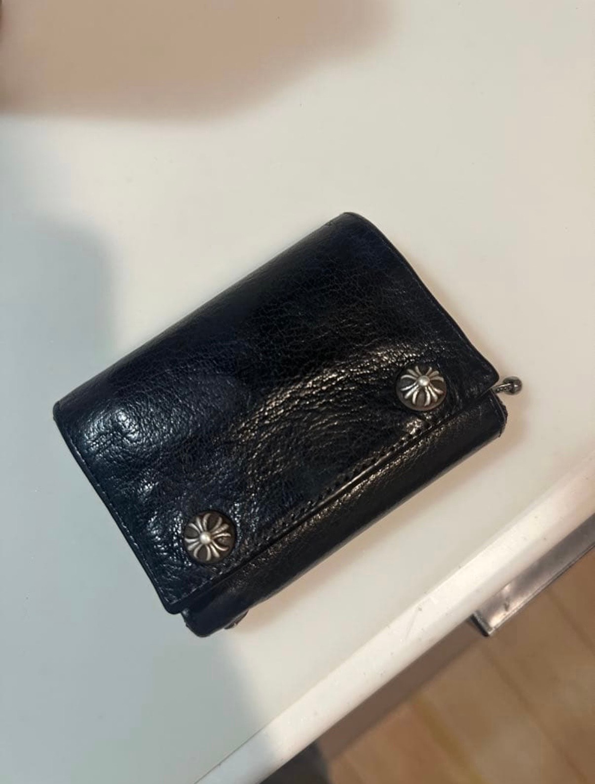 【激シボ!使用期間半年未満】CHROME HEARTS クロムハーツスリーフォールドクロスウォレット 財布