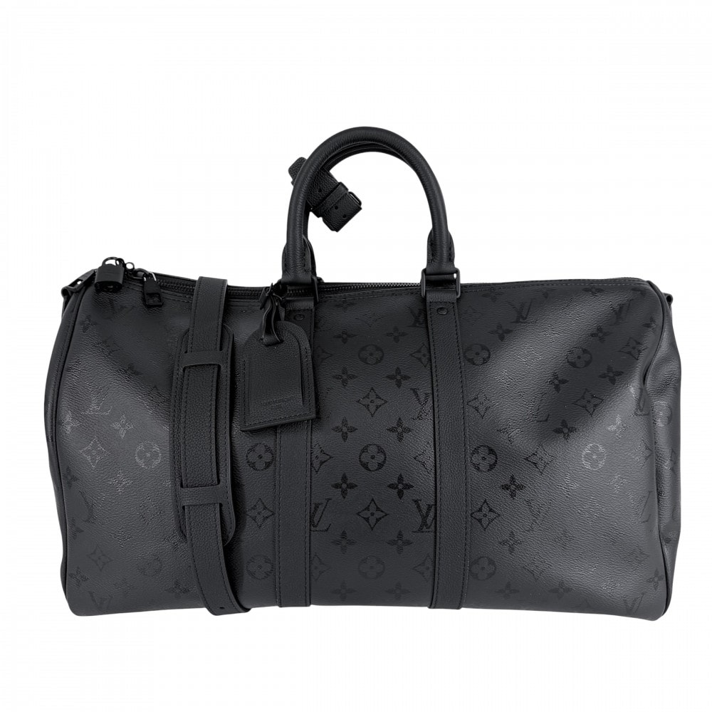 LOUIS VUITTON ルイヴィトン ボストンバッグ トラベルバッグ 旅行バッグ 肩掛け 斜め掛け モノグラムミッドナイト キーポルバンドリエール45 2WAY M28403    ブラック 黒 ブラック金具 メンズ 美品【中古品】