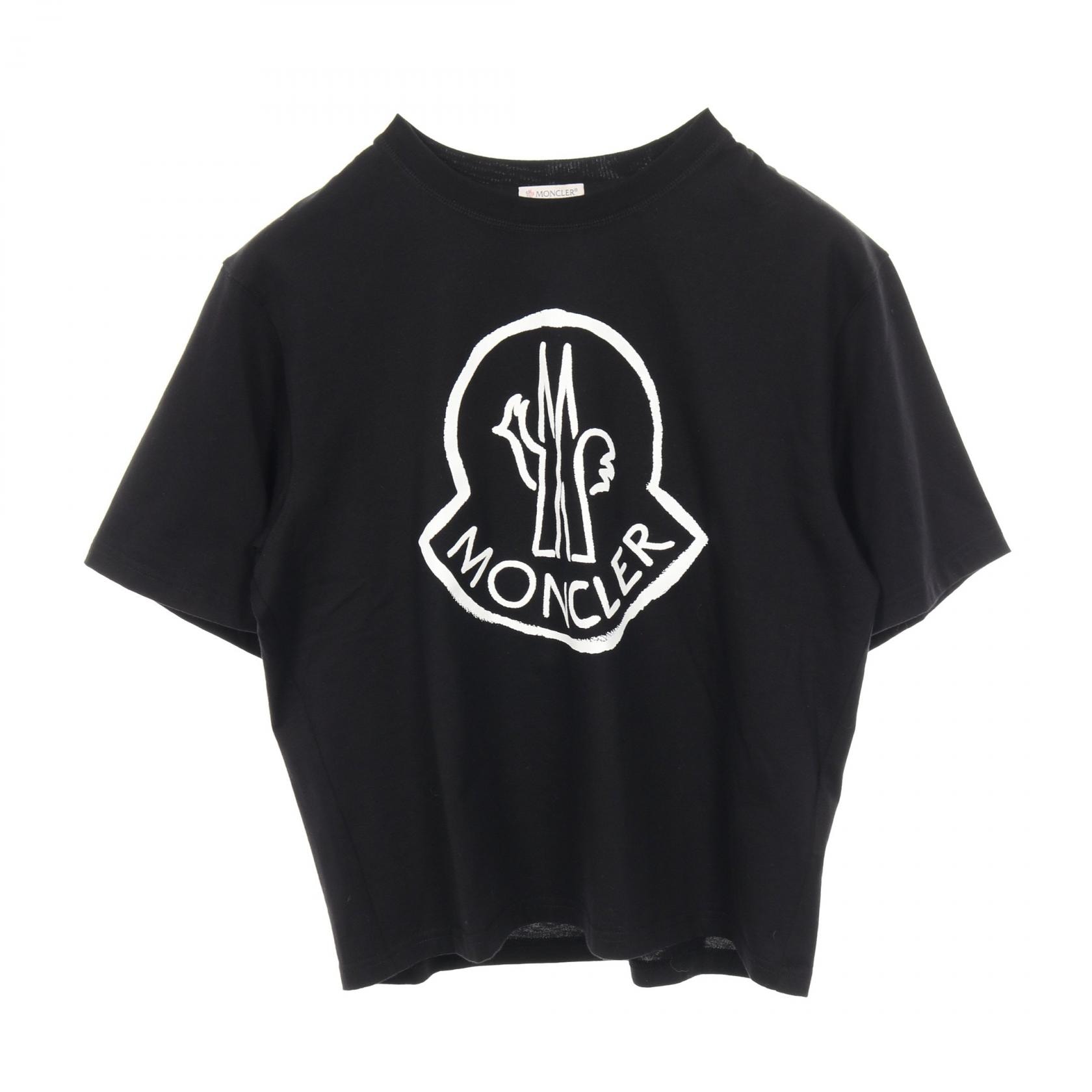 モンクレール MONCLER ビッグロゴ カットソー 衣料品 トップス コットン レディース ブラック系 / ホワイト系 【中古】