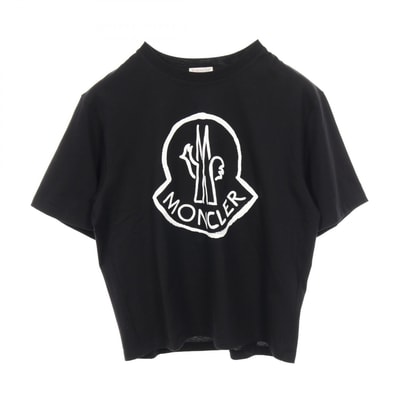 モンクレール MONCLER ビッグロゴ カットソー 衣料品 トップス コットン レディース ブラック系 / ホワイト系 【中古】