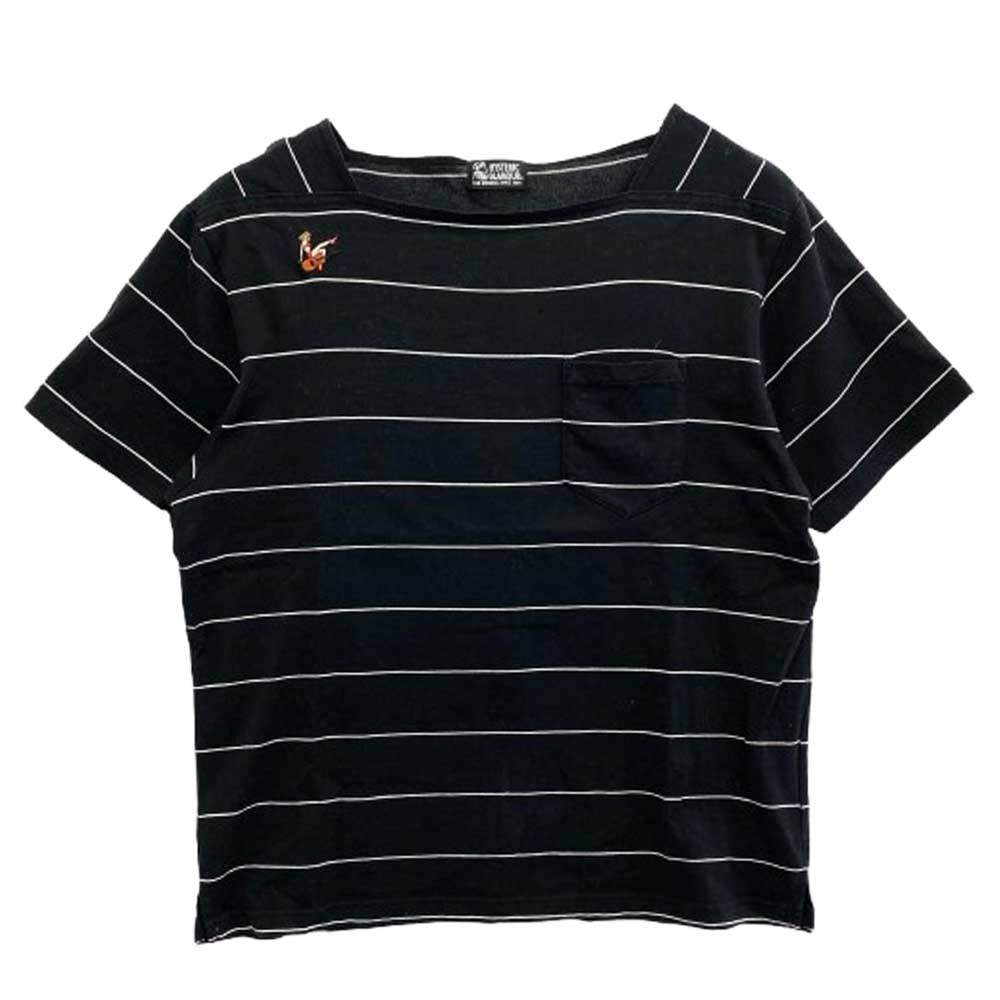 HYSTERIC GLAMOUR ヒステリックグラマー Tシャツ 01172CT21 ガールズ刺繍 ストライプ 半袖 Tシャツ ブラック系 FREE【中古】
