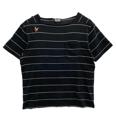 HYSTERIC GLAMOUR ヒステリックグラマー Tシャツ 01172CT21 ガールズ刺繍 ストライプ 半袖 Tシャツ ブラック系 FREE【中古】