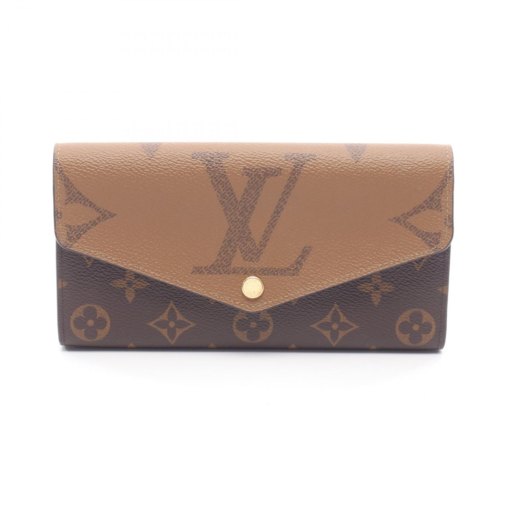 ルイ・ヴィトン LOUIS VUITTON ポルトフォイユ サラ 二つ折り長財布 財布 PVCコーティングキャンバス モノグラム・ジャイアントリバース レディース ブラウン系 M80726 【中古】