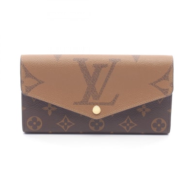 ルイ・ヴィトン LOUIS VUITTON ポルトフォイユ サラ 二つ折り長財布 財布 PVCコーティングキャンバス モノグラム・ジャイアントリバース レディース ブラウン系 M80726 【中古】