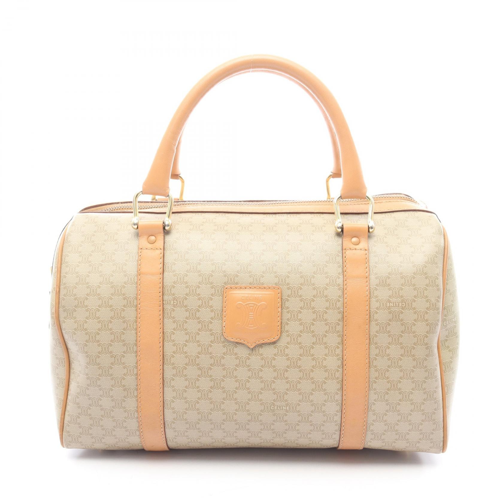 セリーヌ CELINE マカダム ハンドバッグ バッグ PVCコーティングキャンバス レザー レディース ベージュ系 / ブラウン系 【中古】