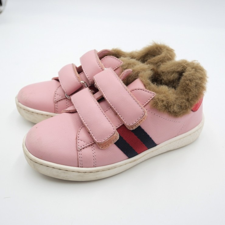 グッチ　エース　スニーカー　花柄　ローズ　レザー　ファブリック シェリーライン C (やや傷や汚れあり)】GUCCI（グッチ）エース キッズスニーカー