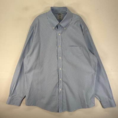 古着 ブルックスブラザーズ Brooks Brothers 長袖シャツ ボタンダウン 千鳥柄 L ブルー系 チェック メンズ