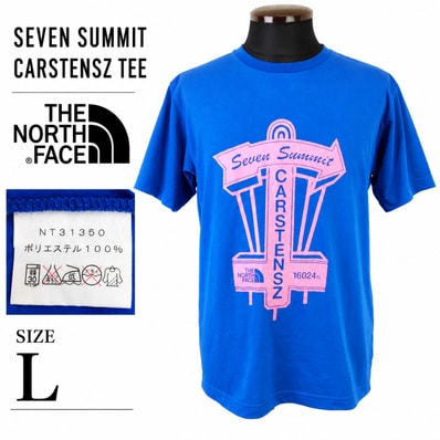 希少品★THE NORTH FACE/ノースフェイス★Seven Summit/Carstensz/半袖Tシャツ【メンズL/青/blue】ゴールドウィン/日本正規代理店タグ/Tops/Shirt◆BJ181-h