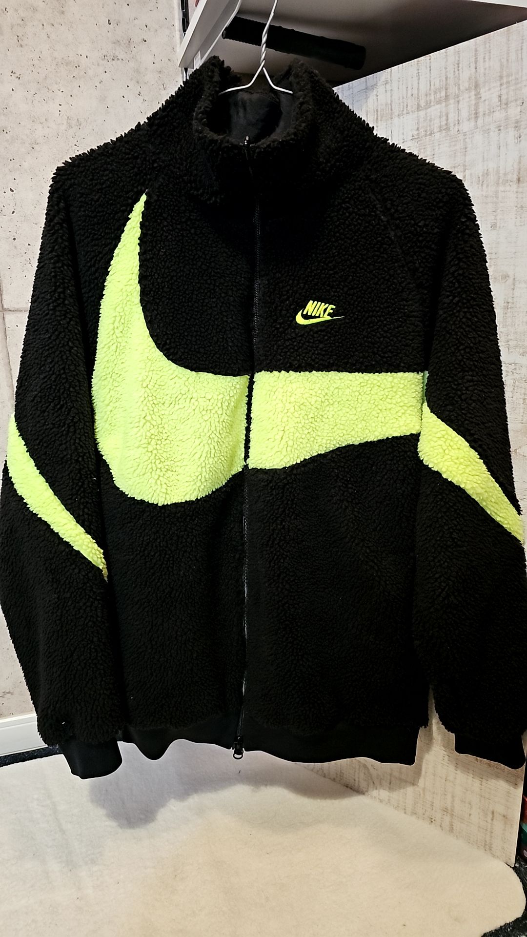 Nike Big Swoosh Reversible Boa Jacket"Black Neon"