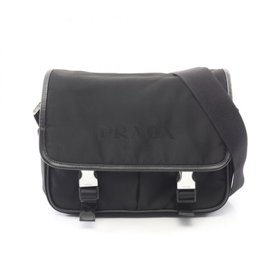 プラダ PRADA ショルダーバッグ バッグ ナイロン サフィアーノレザー メンズ レディース ブラック系 【中古】
