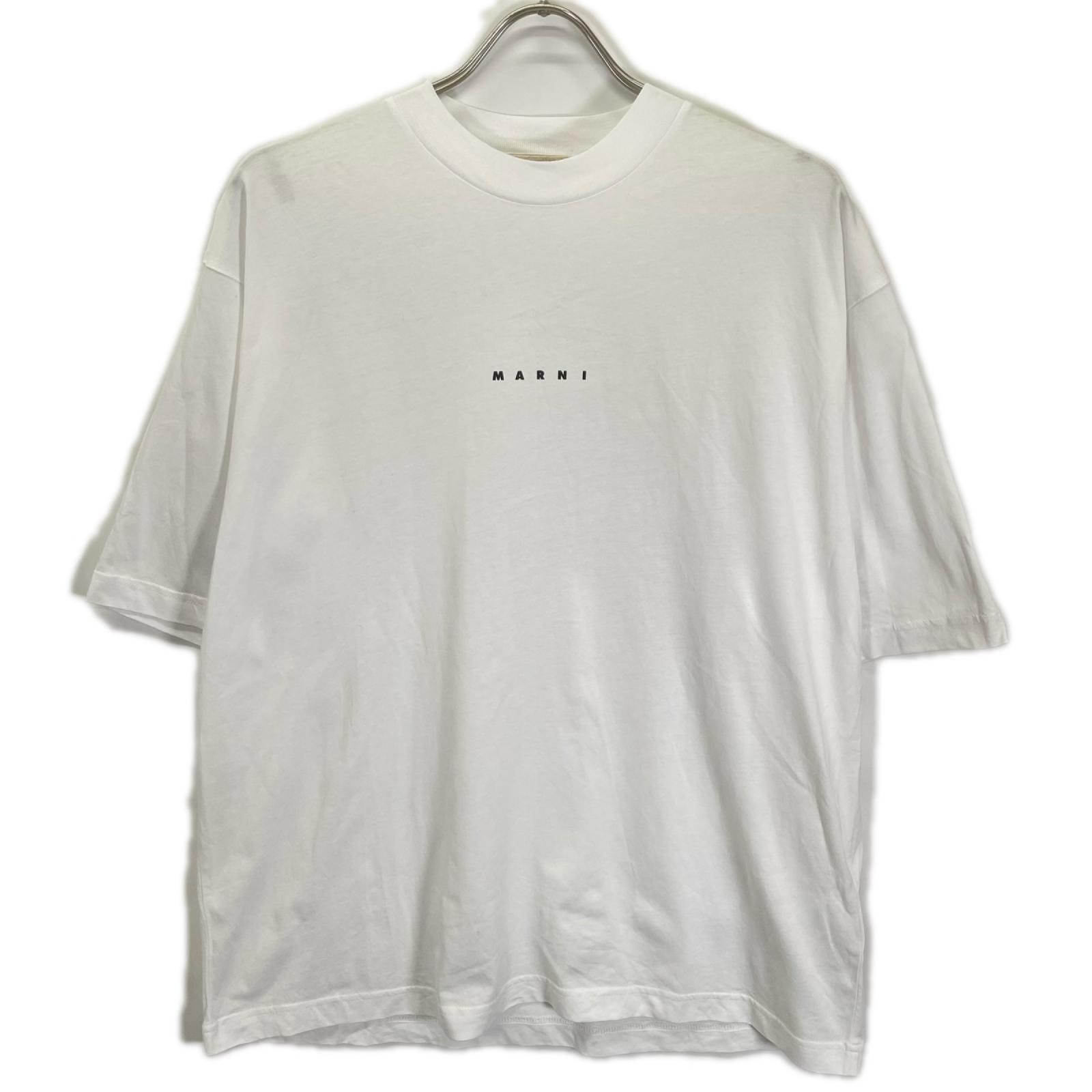 マルニ HUMU0223P1 USCS87 ホワイト ちびロゴT モックネックTシャツ 48