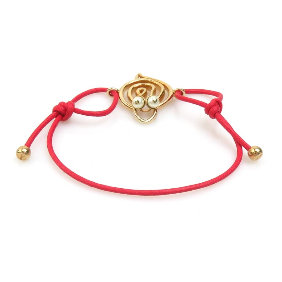 クリスチャンディオール Christian Dior ブレスレット メタル/ナイロン レッド×ゴールド ユニセックス【中古】 56276a