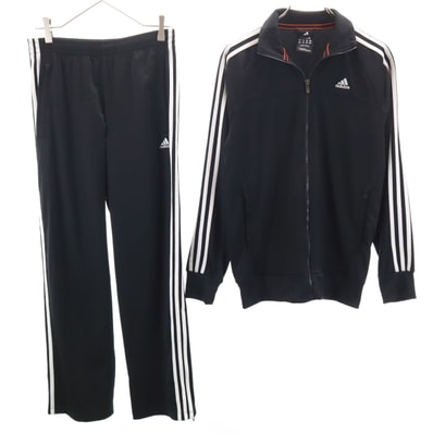 adidas アディダス トラックジャケット 上下セットアップ M ブラック ジャージ 裏トリコット 3ライン