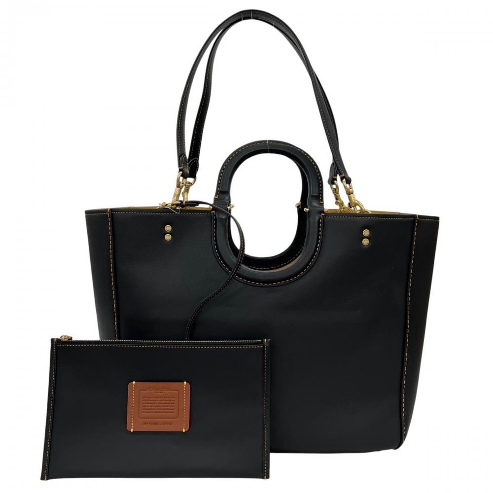COACH コーチ 2WAY レイトート ハンドバッグ ショルダーバッグ 肩掛け CH787 レザー ブラック 黒 ゴールド金具 レディース【中古品】