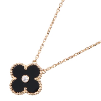 ヴァンクリーフ&アーペル Van Cleef & Arpels ヴィンテージアルハンブラ 1PD オニキス ネックレス ネックレス ジュエリー K18PG(ピンクゴールド) ダイヤモンド オニキス レディース ゴールド系 / クリア系 / ブラック系