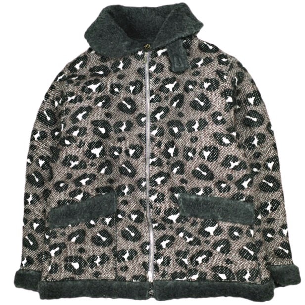 Needles ニードルス 23AW 日本製 Irvin Flying Jacket - W/PE/R Big Leopard Jq. アービンフライングジャケット レオパードジャガード NS081 M Grey 定価126,500円 アウター g24837