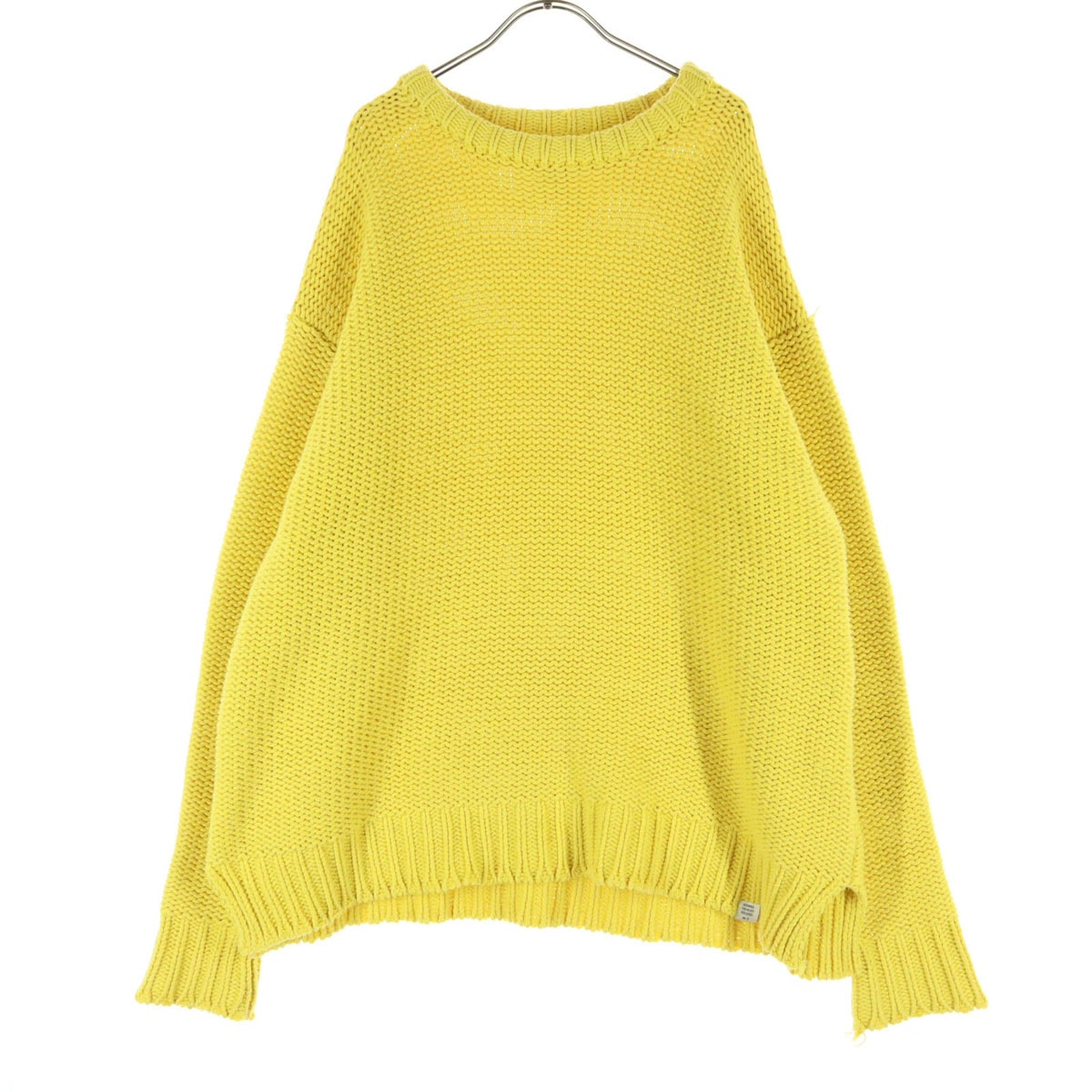 BEDWIN & THE HEARTBREAKERS ベドウィンアンドザハートブレイカーズ 長袖 ローゲージ 丸襟 コットン ニット イエロー セーター