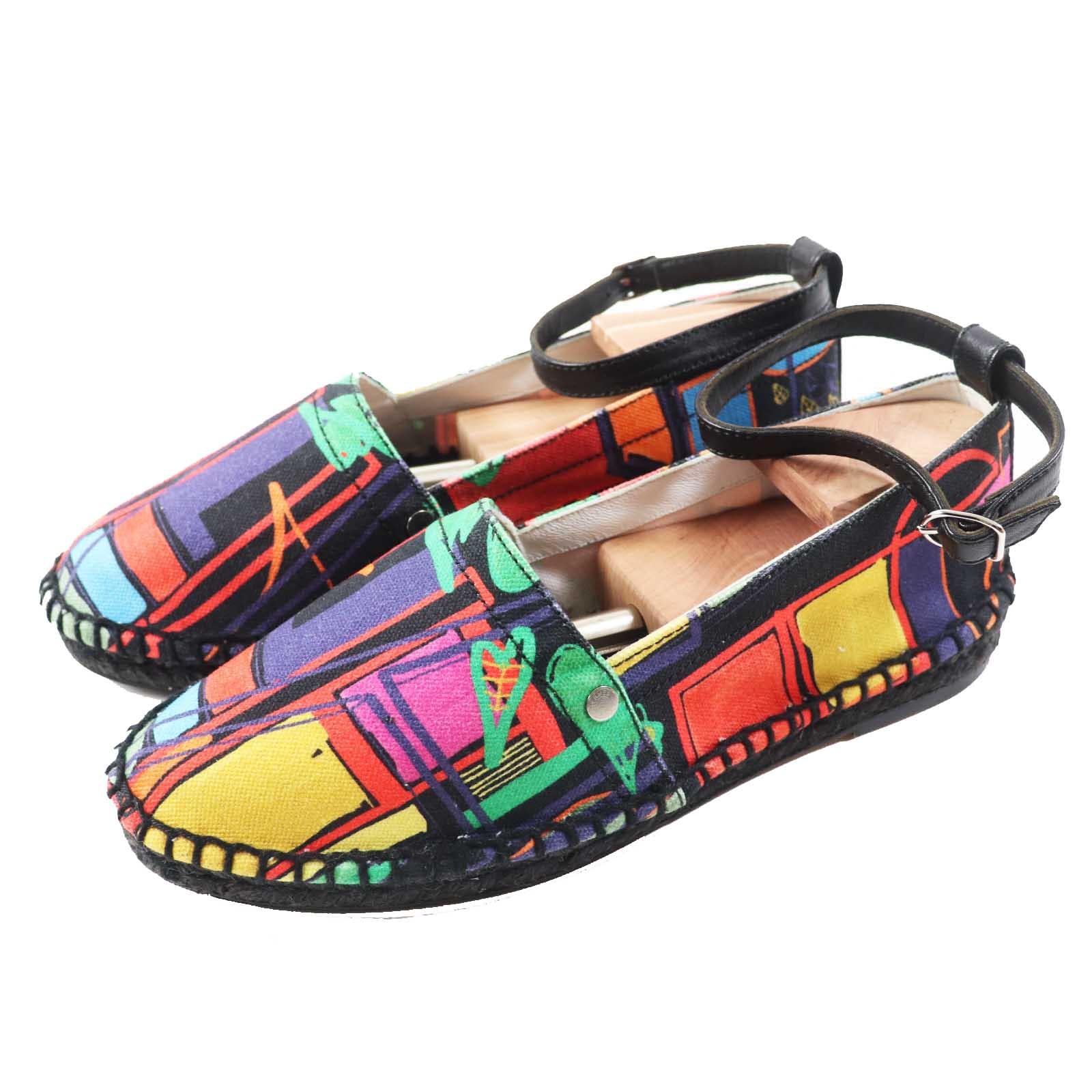 極美品 エルメス
 スリッポン ブラック マルチ レディース 37