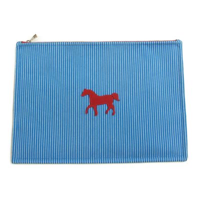 HERMES エルメス フラット ポーチ GM アズール【美品】【中古】