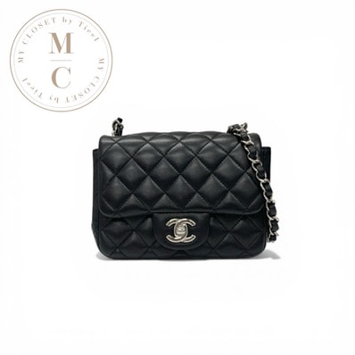 シャネル CHANEL バッグ ショルダーバッグ ブラック シルバー ミニマトラッセ ミニフラップバッグ ココマーク ターンロック シングルフラップ シングルチェーン